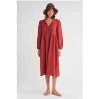 Luftiges Midi-Baumwollkleid mit V-Ausschnitt