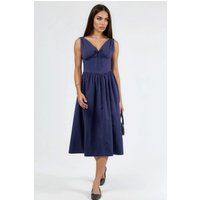 Midikleid mit V-Ausschnitt und Schleife