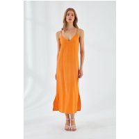 Minimalistisches Midi-Trägerkleid mit V-Ausschnitt