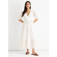 Midi-Wickelkleid aus Broderie Anglaise