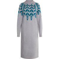 Strick-Maxikleid mit Blattmuster-Intarsien