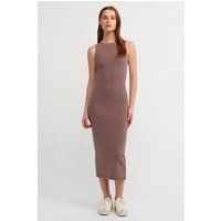 Ärmelloses Rippstrick-Bodycon-Midikleid