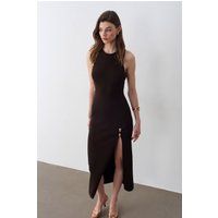 Geripptes Bodycon-Midi mit Schlitz