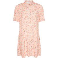 Florales Mini-Plisseekleid mit Stehkragen