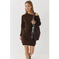 Asymmetrisches Rippstrick-Minikleid