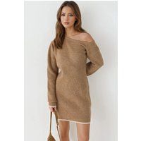 Asymmetrisches Mini-Rippstrickkleid
