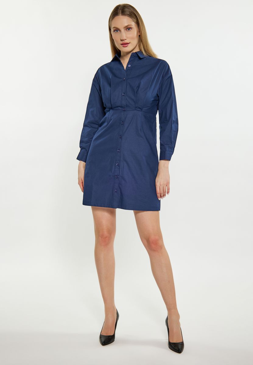Tailliertes Baumwoll-Hemdblusenkleid