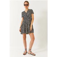 Bedrucktes V-Ausschnitt Minikleid