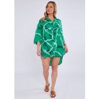 Hemdblusenkleid mit abstraktem Leinenmuster
