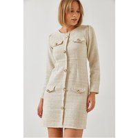 Tailliertes Tweed-Minikleid mit Knopfleiste