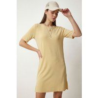 Mini-Kleid mit Rundhalsausschnitt und Schlitz