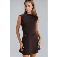 Ärmelloses Mini-Kleid mit Stehkragen