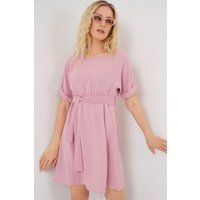Kurzärmeliges Minikleid mit Bindegürtel