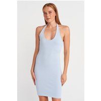 Körpernahes Rippstrick-Minikleid mit Halterneck
