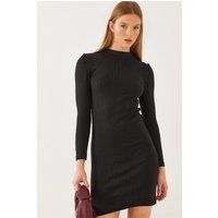 Geripptes Langarm-Minikleid