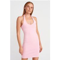 Halterneck-Minikleid mit Rippenstruktur