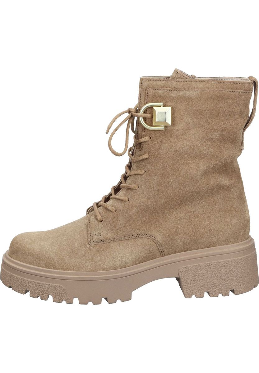 Wildleder-Schnürstiefeletten mit Blockabsatz