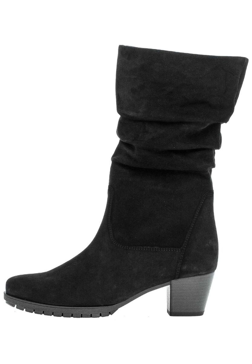 Wadenhohe Raffstiefel aus Veloursleder