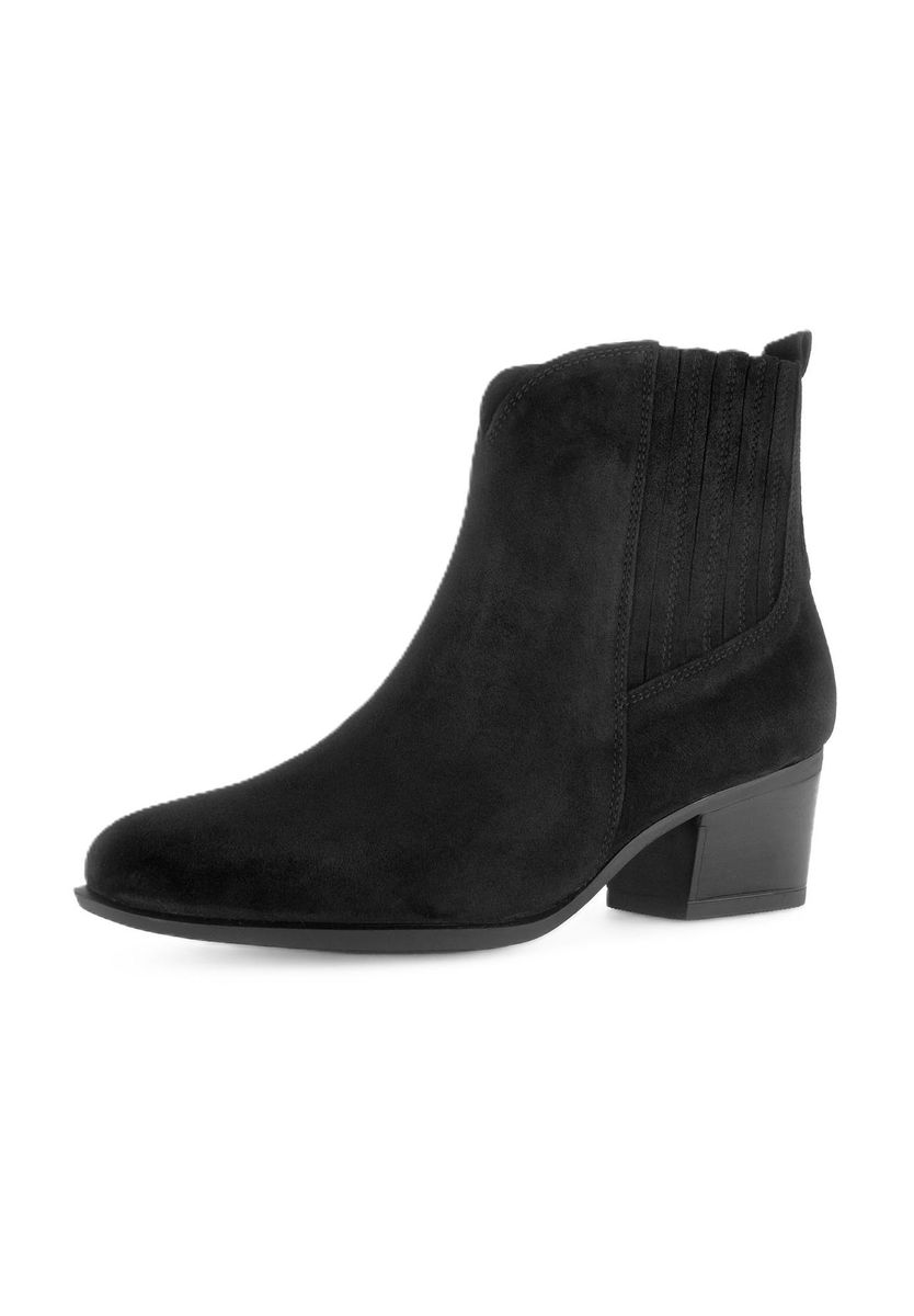 Klassische Wildleder-Stiefeletten mit Blockabsatz