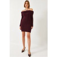 Schulterfreies Minikleid mit Zopfmuster