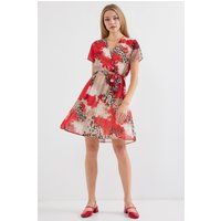 Minikleid mit abstraktem Muster und Wickel-Optik