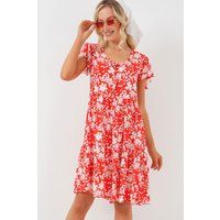 Gestuftes Minikleid mit Blumenmuster