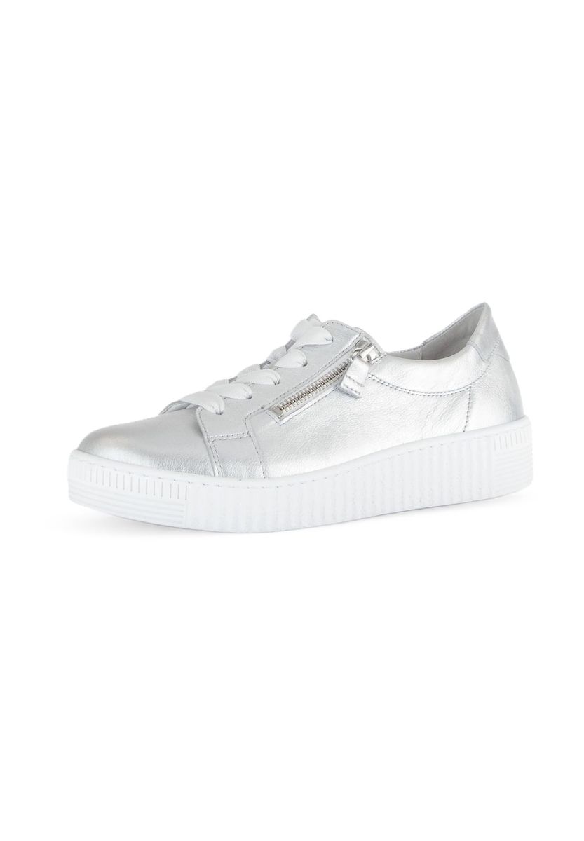 Leder-Plateau-Sneaker in Metallic-Optik