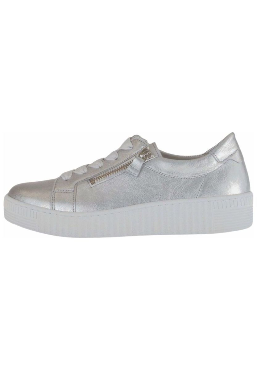 Leder-Plateau-Sneaker in Metallic-Optik