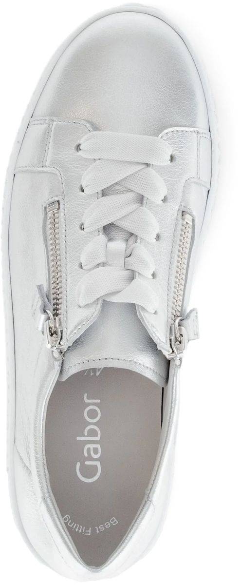 Leder-Plateau-Sneaker in Metallic-Optik