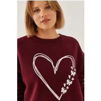 Sweatshirt mit Herz- und Schmetterlingsprint