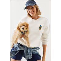 Besticktes Baumwoll-Sweatshirt mit Grafik