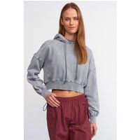 Locker geschnittener Cropped Kapuzenpullover