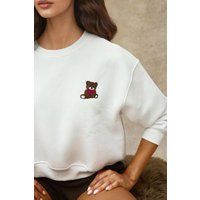 Besticktes Baumwoll-Sweatshirt mit Teddybär