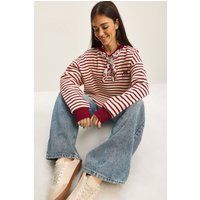 Gestreiftes Sweatshirt mit Kontrastbündchen
