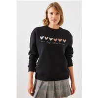 Sweatshirt mit Herzmotiv und Rundhalsausschnitt