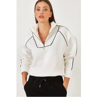Kurzer Oversized-Pullover mit Half-Zip