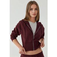 Kurzes Kapuzensweatshirt mit Reißverschluss