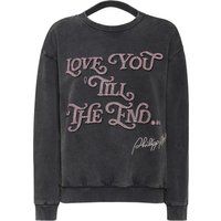 Sweatshirt mit Strasssteinen und Rückenausschnitt