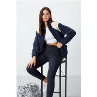 Oversized Fleecejacke mit Farbblock