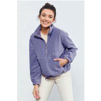 Oversized Fleece-Pullover mit Halbreißverschluss