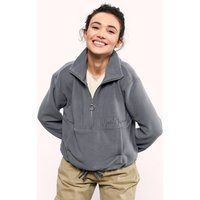 Oversized Fleece-Pullover mit Halbreißverschluss
