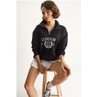 Relaxtes Half-Zip-Sweatshirt mit London-Print
