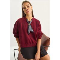 Rippstrick-Sweatshirt mit Schal-Detail