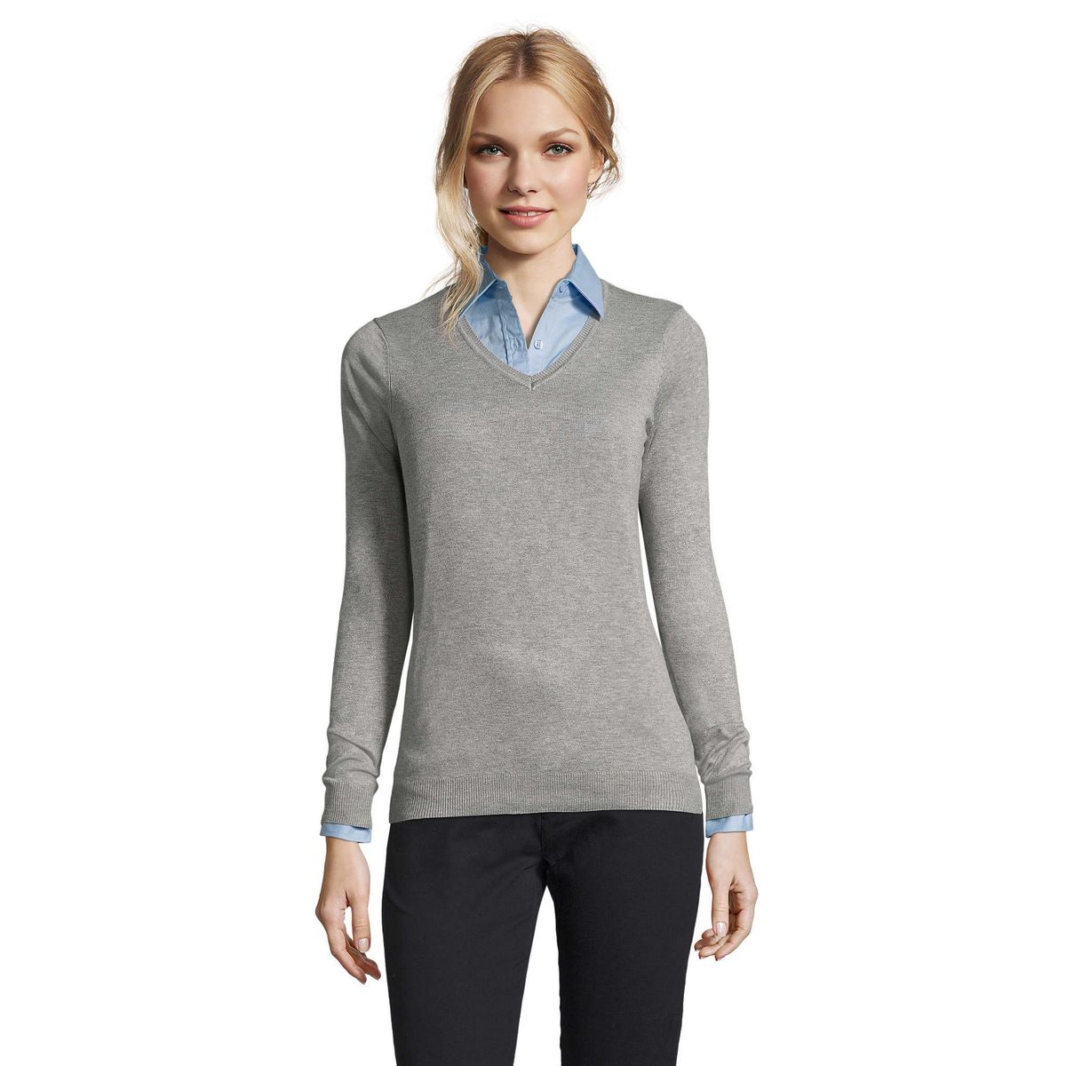 Klassischer V-Ausschnitt Strickpullover