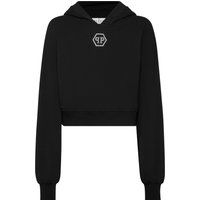 Kurzer Kapuzenpullover mit Kristall-Hexagon