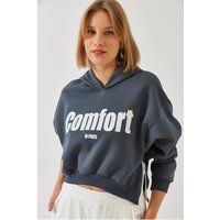 Grafik-Print Oversized Crop-Hoodie