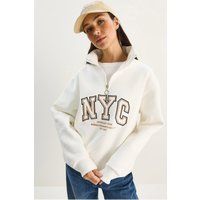 Übergroßer NYC-Strickpullover mit Reißverschluss