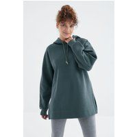 Oversized-Kapuzenpullover mit Seitenschlitzen