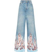 Skater-Jeans mit Flammen-Print