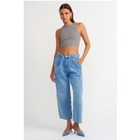 Hochtaillierte Ballon-Capri-Jeans